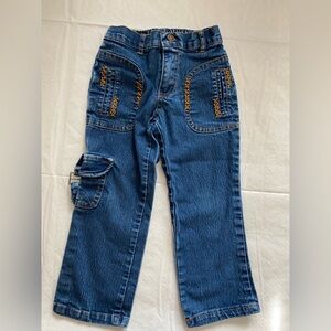 Trendy Girl Blue Denim Jeans with Orange Stitching